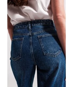 Q2 Palas Cropped Wide Leg Denim Jeans With Exposed Buttons New Arrivals