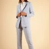 Ms.Meri Mak New Arrivals Lova Blue Pinstripe Blazer