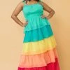 Ms. Meri Mak Alezae Plus Rainbow Tier Maxi Dress New Arrivals