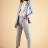Ms.Meri Mak Perinne Blue Pinstripe Trousers New Arrivals