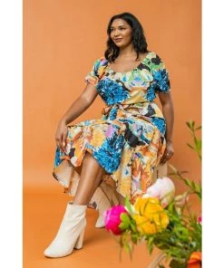 Ms. Meri Mak New Arrivals Aceline Plus Size Artful Midi Dress