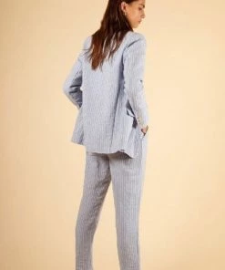 Ms.Meri Mak New Arrivals Lova Blue Pinstripe Blazer
