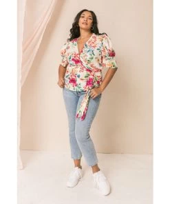 Ms. Meri Mak New Arrivals Cezanne Plus Size Floral Wrap Top