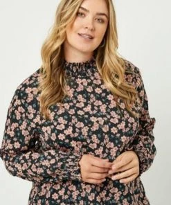 Hayden Aria Mock Neck Gathered Ruffle Top Shirts & Tops