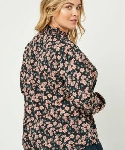 Hayden Aria Mock Neck Gathered Ruffle Top Shirts & Tops