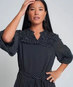 Ms. Meri Mak Delph Ruffle Trim Polka Dot Dress Shop Sale- 2021 Collection