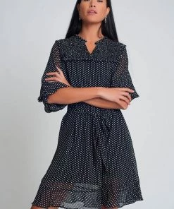 Ms. Meri Mak Delph Ruffle Trim Polka Dot Dress Shop Sale- 2021 Collection