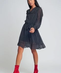 Ms. Meri Mak Delph Ruffle Trim Polka Dot Dress Shop Sale- 2021 Collection