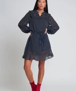Ms. Meri Mak Delph Ruffle Trim Polka Dot Dress Shop Sale- 2021 Collection