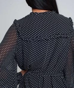 Ms. Meri Mak Delph Ruffle Trim Polka Dot Dress Shop Sale- 2021 Collection