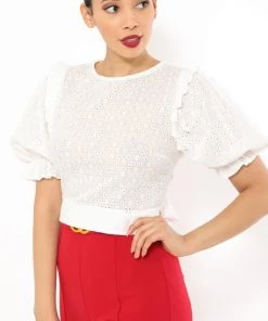 Ms. Meri Mak Cariana Cropped White Blouse Shirts & Tops