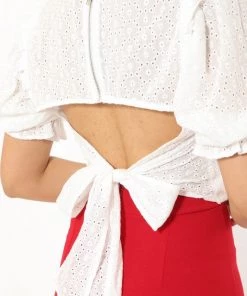 Ms. Meri Mak Cariana Cropped White Blouse Shirts & Tops