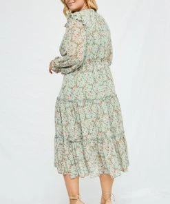 Hayden Addison Smocked Ruffle Tiered Dress In Garden Floral