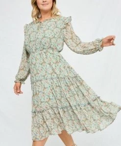 Hayden Addison Smocked Ruffle Tiered Dress In Garden Floral