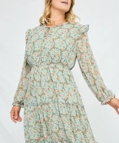 Hayden Addison Smocked Ruffle Tiered Dress In Garden Floral