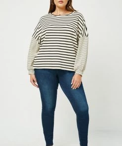 Hayden Shirts & Tops Charles Contrast Stripe Knit Top - Curve