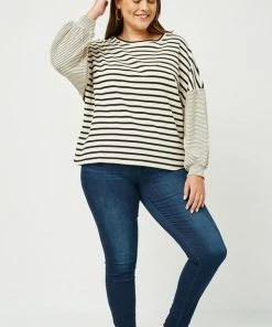 Hayden Shirts & Tops Charles Contrast Stripe Knit Top - Curve