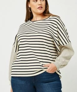 Hayden Shirts & Tops Charles Contrast Stripe Knit Top - Curve