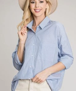 Ms. Meri Mak Cabott Relaxed- Fit Cotton Shirt In Stripe New Arrivals