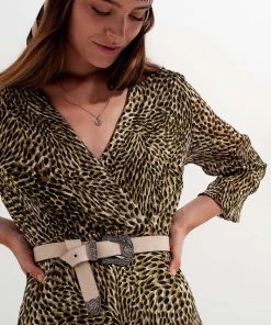 Ms. Meri Mak Caro Green Petal Design Midi Dress Dresses & Jumpers