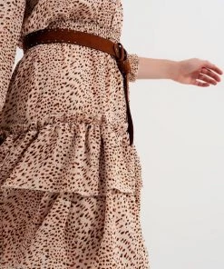 Ms. Meri Mak Stéphane Leopard Dot Ruffle Dress Shop Sale- 2021 Collection
