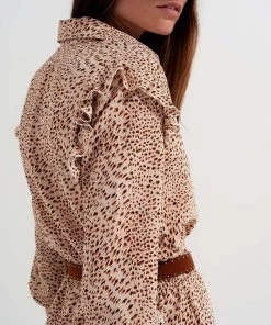 Ms. Meri Mak Stéphane Leopard Dot Ruffle Dress Shop Sale- 2021 Collection