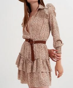 Ms. Meri Mak Stéphane Leopard Dot Ruffle Dress Shop Sale- 2021 Collection