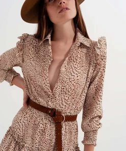 Ms. Meri Mak Stéphane Leopard Dot Ruffle Dress Shop Sale- 2021 Collection