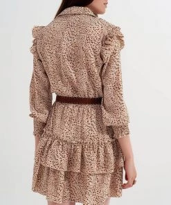 Ms. Meri Mak Stéphane Leopard Dot Ruffle Dress Shop Sale- 2021 Collection