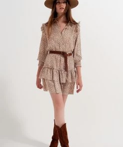 Ms. Meri Mak Stéphane Leopard Dot Ruffle Dress Shop Sale- 2021 Collection