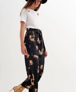 Ms. Meri Mak Véro Tiger Print Satin Trouser