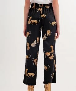 Ms. Meri Mak Véro Tiger Print Satin Trouser