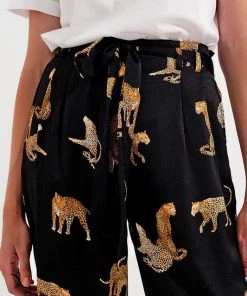 Ms. Meri Mak Véro Tiger Print Satin Trouser