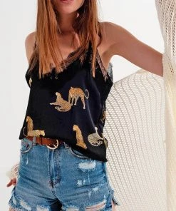 Ms. Meri Mak Thomas Tiger Print Cami Shirts & Tops