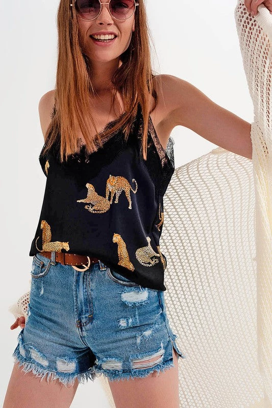 Ms. Meri Mak Thomas Tiger Print Cami Shirts & Tops