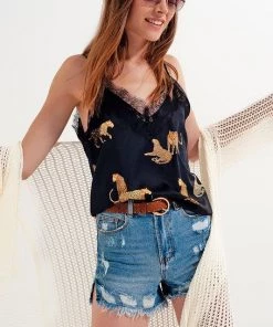 Ms. Meri Mak Thomas Tiger Print Cami Shirts & Tops