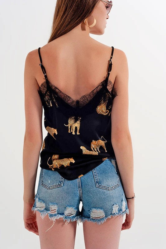 Ms. Meri Mak Thomas Tiger Print Cami Shirts & Tops