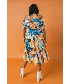 Ms. Meri Mak New Arrivals Aceline Plus Size Artful Midi Dress