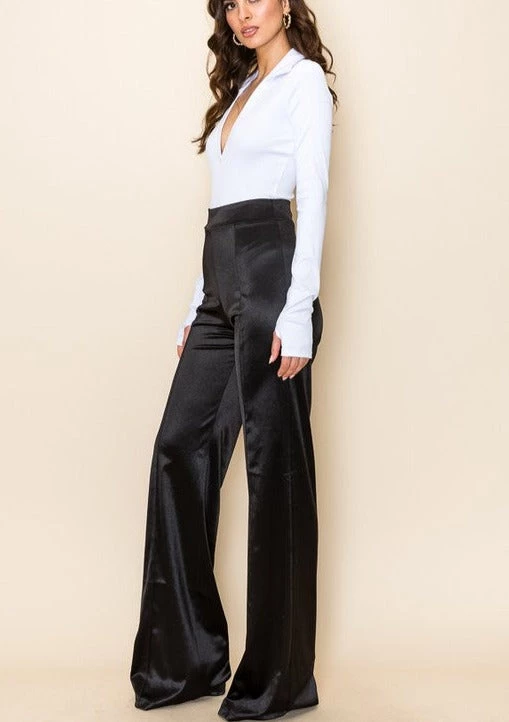 Ms. Meri Mak Perla Luxe Lounge Satin Stretch High Waisted Pants New Arrivals
