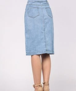 Ms. Meri Mak Edline Denim Button Front Skirt