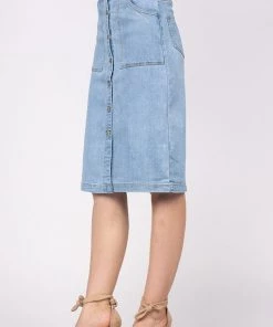 Ms. Meri Mak Edline Denim Button Front Skirt