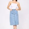 Ms. Meri Mak Edline Denim Button Front Skirt
