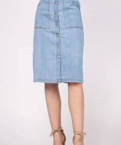 Ms. Meri Mak Edline Denim Button Front Skirt
