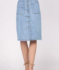 Ms. Meri Mak Edline Denim Button Front Skirt