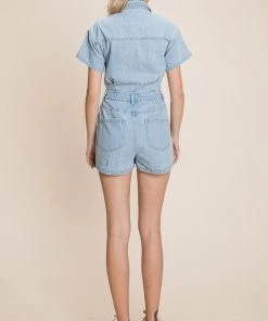 Ms. Meri Mak New Arrivals Marisa Short Sleeve Denim Romper