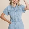 Ms. Meri Mak New Arrivals Marisa Short Sleeve Denim Romper