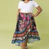 Ms. Meri Mak New Arrivals Ecem Plus Size Floral Faux Wrap Skirt