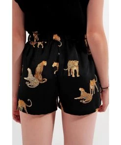 Q2 New Arrivals Pascala Satin Shorts In Tiger Print