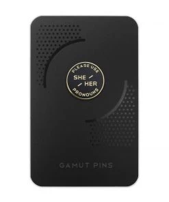 Gamut She / Her || They/Them Enamel Pronoun Pin: Black & Gold -Small Hand-Made Accessories