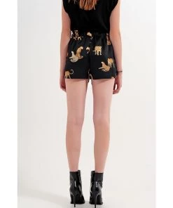 Q2 New Arrivals Pascala Satin Shorts In Tiger Print